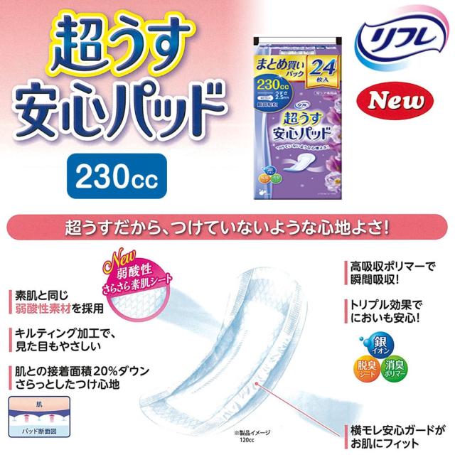 リフレ 超うす 安心パッド まとめ買いパック 230cc 24枚×18袋