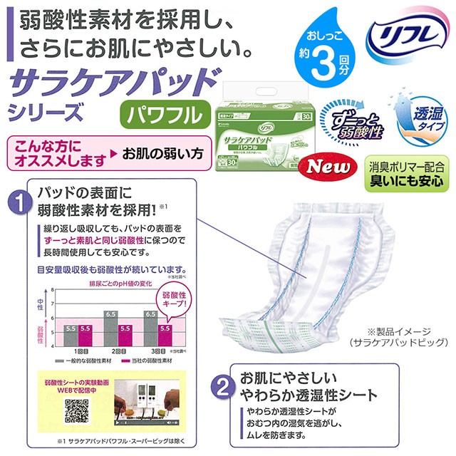 リフレ 大人用 紙 おむつ パッド パッド サラケアパッド パワフル 30枚