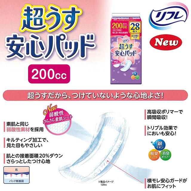 リフレ 超うす 安心パッド まとめ買いパック 200cc 28枚×12袋
