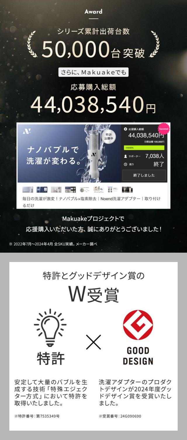 ノーエンド オーガニックファインバブル 洗濯機アダプター