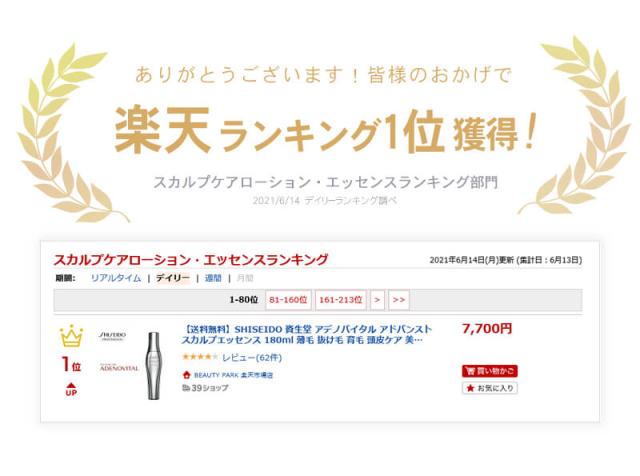 楽天ランキング1位獲得