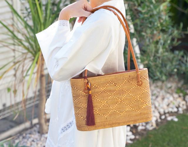かごバッグ バッグ アジアン アタ タッセル