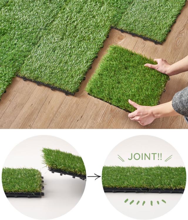 女性でもラクラク施工できる芝タイル