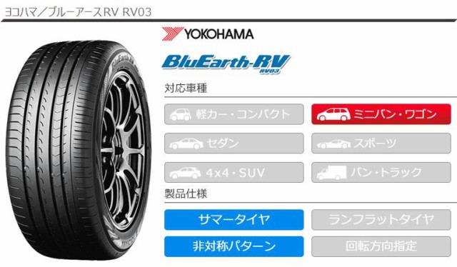 2本〜送料無料 2023年製 サマータイヤ 225/55R18 98V ヨコハマ ブルーアースRV RV03 YOKOHAMA BluEarth-RV  RV03 正規品の通販はau PAY マーケット タイヤ1番 au PAY マーケット－通販サイト