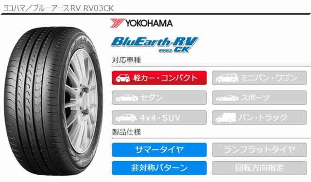 4本 サマータイヤ 165/55R15 75V ヨコハマ ブルーアースRV RV03CK YOKOHAMA BluEarth-RV RV03CK  正規品の通販はau PAY マーケット タイヤ1番 au PAY マーケット－通販サイト