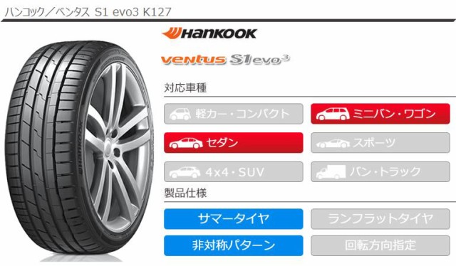 2本〜送料無料 サマータイヤ 235/55R19 101V ハンコック ベンタス S1 evo3 SUV K127A HANKOOK VENTUS  S1 evo3 SUV K127A 正規品の通販はau PAY マーケット タイヤ1番 au PAY マーケット－通販サイト