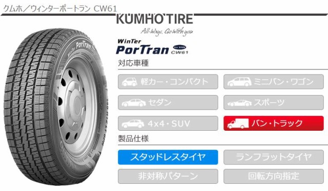 2本単位限定 スタッドレスタイヤ 195/80R15 107/105L クムホ