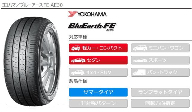 4本 サマータイヤ 165/65R15 81S ヨコハマ ブルーアースFE AE30 AE30A 