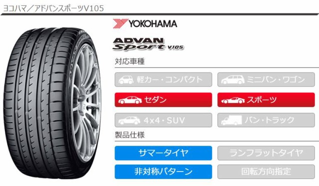 お気に入り YOKOHAMA V105S アドバンスポーツV105 ヨコハマ XL 100Y 245/45R18 サマータイヤ 2本 ADVAN  V105 Sport - サマータイヤ - www.ustavnisud.me