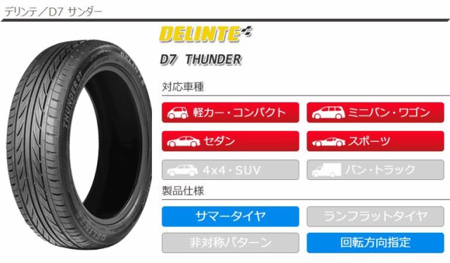 人気ブランドの新作 送料無料 デリンテ 夏 サマータイヤ DELINTE D7