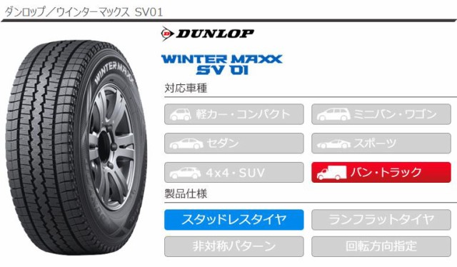 完売 限定タイヤ4本DUNLOP WINTER MAXX SV01 175R14 6PR175-1414インチ ダンロップ スタッドレス  商用車 送料1本500円