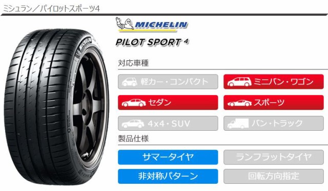 パンク保証付き【プランD】4本 サマータイヤ 205/45R17 (88Y) XL ミシュラン パイロットスポーツ4 MICHELIN PILOT  SPORT 正規品の通販はau PAY マーケット タイヤ1番 au PAY マーケット－通販サイト