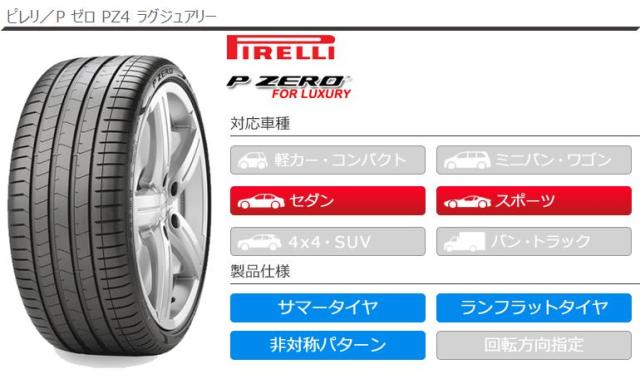 HOT低価 4本 BMW承認 PIRELLI P ZERO PZ4 LUXURY r-f 正規品の通販はau PAY マーケット - タイヤ1番|商品ロットナンバー:470310097 サマータイヤ 225/40R19 93Y XL ピレリ P ゼロ PZ4 ラグジュアリー ランフラット ★ 好評国産