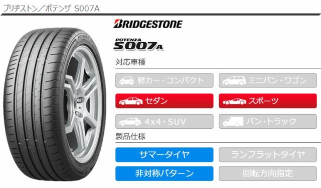 安い再入荷 2本 S007A BRIDGESTONE POTENZA S007Aの通販はau PAY マーケット - クーポン配布中!
タイヤ1番|商品ロットナンバー:470283675 サマータイヤ 205/40R17 84Y XL ブリヂストン ポテンザ 最安値格安
