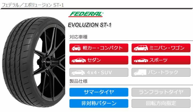 2本〜送料無料 サマータイヤ 235/45R17 97Y XL フェデラル エボリュージョン ST-1 FEDERAL EVOLUZION ST-1  正規品の通販はau PAY マーケット - タイヤ1番 | au PAY マーケット－通販サイト