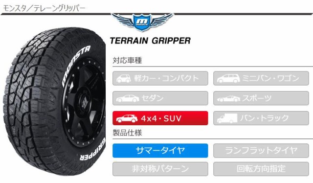 4本 サマータイヤ 265/70R17 115T モンスタ テレーングリッパー ホワイトレター MONSTA TERRAIN GRIPPERの通販はau  PAY マーケット - タイヤ1番 | au PAY マーケット－通販サイト