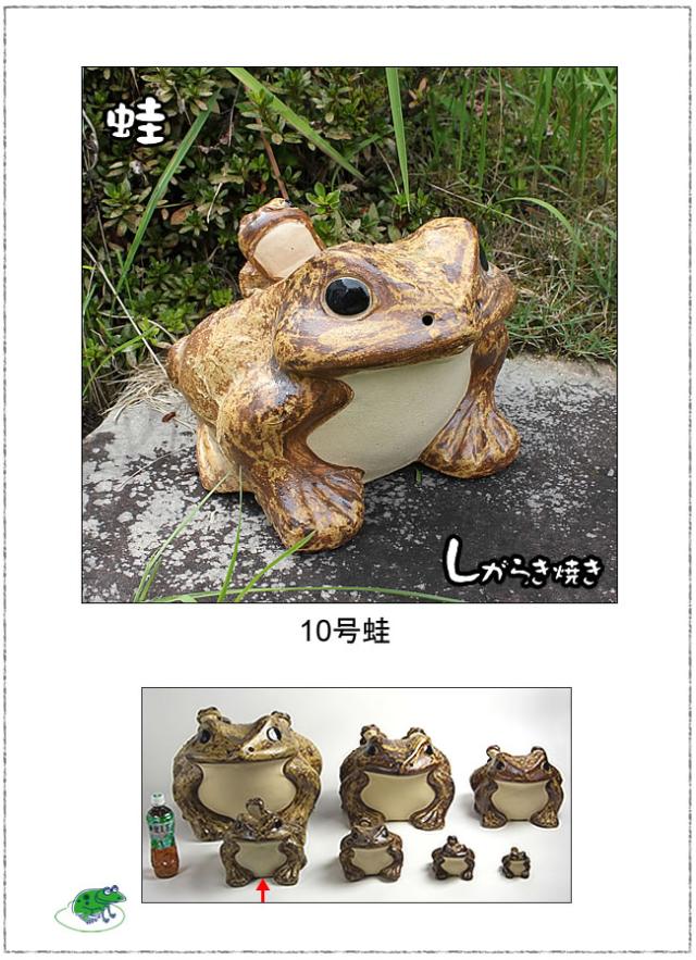 かえる置物　信楽焼き蛙　陶器カエル　やきもの
