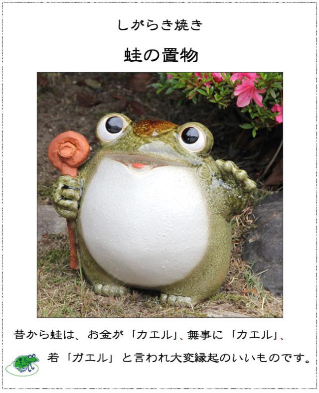信楽焼き蛙 陶器かえる カエル置物 やきもの