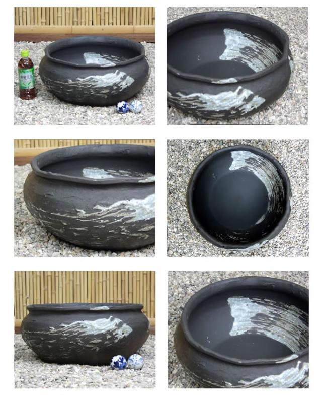 信楽焼き水鉢　すいれん鉢　金魚鉢　メダカ鉢　陶器睡蓮鉢　スイレン鉢