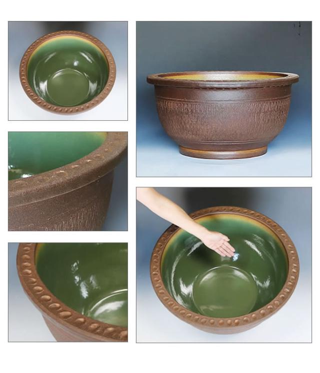 信楽焼き水鉢　すいれん鉢　金魚鉢　メダカ鉢　陶器睡蓮鉢　スイレン鉢