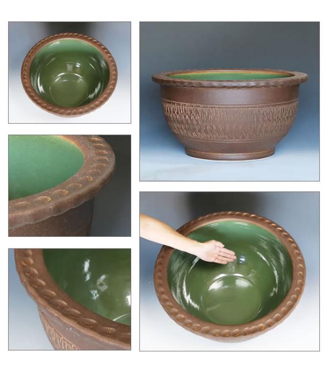 信楽焼き水鉢　すいれん鉢　金魚鉢　メダカ鉢　陶器睡蓮鉢　スイレン鉢