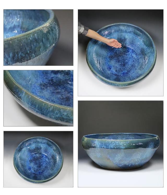 信楽焼き水鉢　すいれん鉢　金魚鉢　メダカ鉢　陶器睡蓮鉢　スイレン鉢