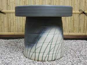 テーブルセット　陶器つく信楽焼テーブルセット　ガーデン　庭園セット　やきもの机