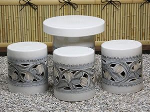 テーブルセット　陶器つく信楽焼テーブルセット　ガーデン　庭園セット　やきもの机