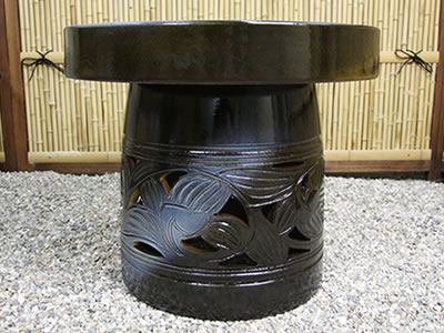 テーブルセット　陶器つく信楽焼テーブルセット　ガーデン　庭園セット　やきもの机