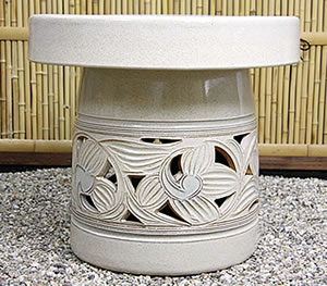 テーブルセット　陶器つく信楽焼テーブルセット　ガーデン　庭園セット　やきもの机