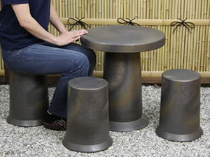 テーブルセット 陶器つく信楽焼テーブルセット ガーデン 庭園セット やきもの机