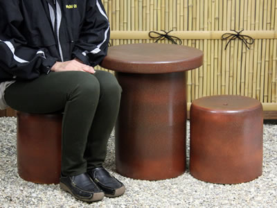 テーブルセット　陶器つく信楽焼テーブルセット　ガーデン　庭園セット　やきもの机