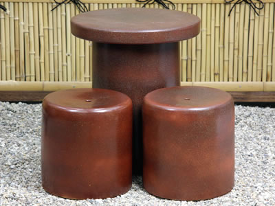 テーブルセット　陶器つく信楽焼テーブルセット　ガーデン　庭園セット　やきもの机