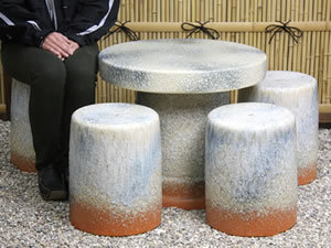 テーブルセット 陶器つく信楽焼テーブルセット ガーデン 庭園セット やきもの机