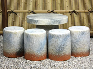 テーブルセット 陶器つく信楽焼テーブルセット ガーデン 庭園セット やきもの机