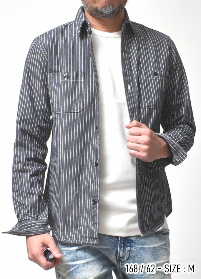 ストライプシャツ メンズ 長袖 厚手 国産 | M~2XL 全6色 アメカジ ストライプ ヒッコリー シャツ ブランド 綿100 レギュラーカラー  定番 春 秋 着丈 短い おしゃれ かっこいい メンズファッション 20代 30代 40代 50代 60代 カジュアル 服 人気 オススメの通販はau