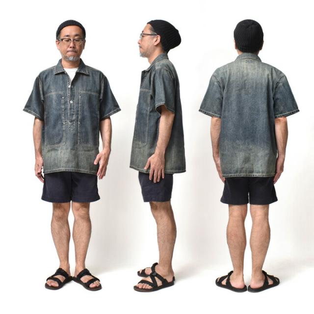 プルオーバーデニムシャツ