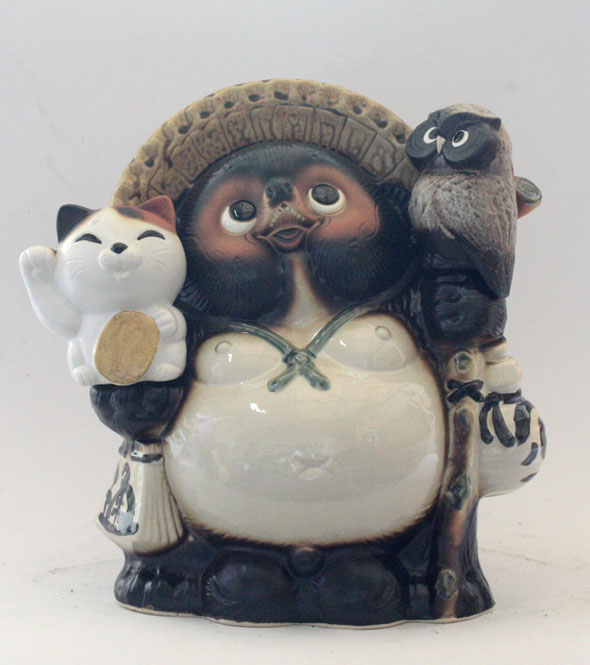 ふくろう・招き猫付狸11号