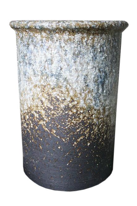 信楽焼 フラワースタンド 古窯変青流切立花台13号