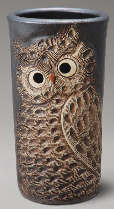 ふくろう彫傘立