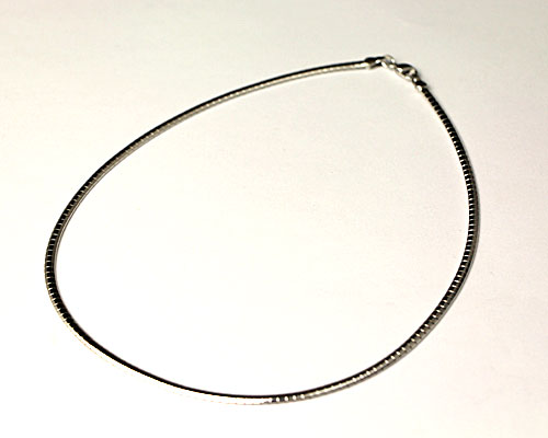 ペンダントトップ用 オメガネックレス平型(金具付き)ロジュームメッキ 長約400mm No.9