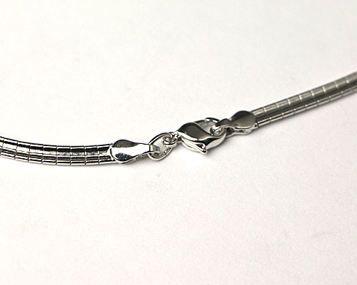 ペンダントトップ用 オメガネックレス平型(金具付き)ロジュームメッキ 長約400mm No.9