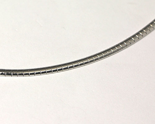 ペンダントトップ用 オメガネックレス平型(金具付き)ロジュームメッキ 長約400mm No.9