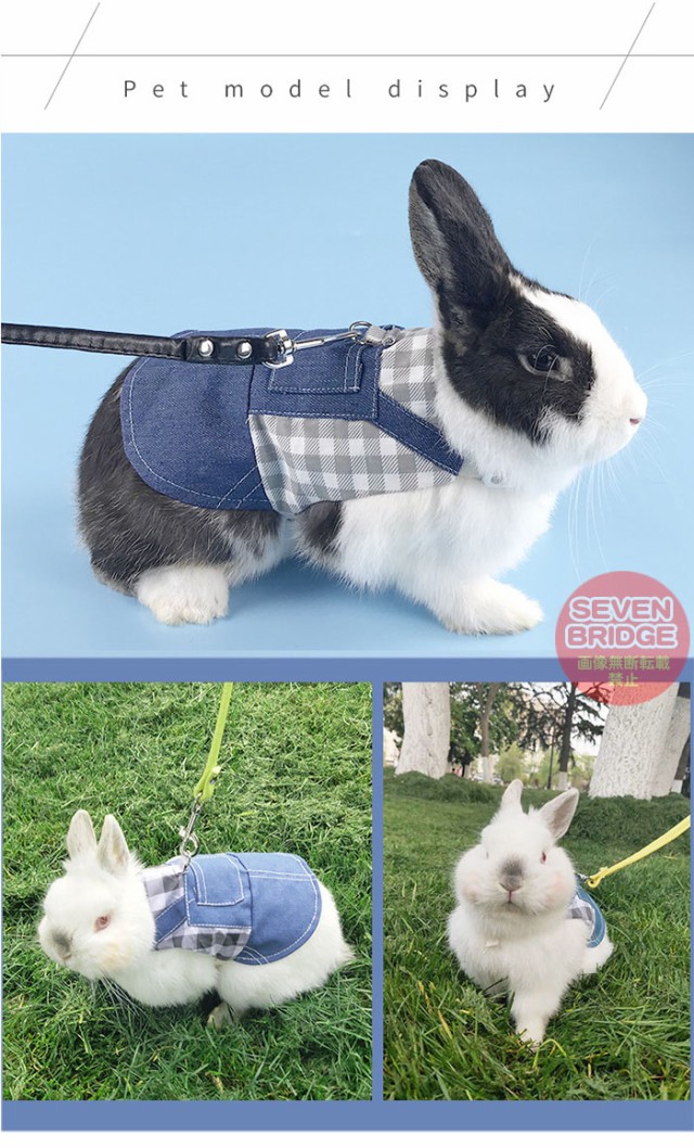 うさぎ ウサギ ハーネス リード 付 小動物 モルモット フェレット チンチラ プレーリードッグ チェック ペット 服 胴輪 デニム  h0395の通販はau PAY マーケット - セブンブリッジ | au PAY マーケット－通販サイト