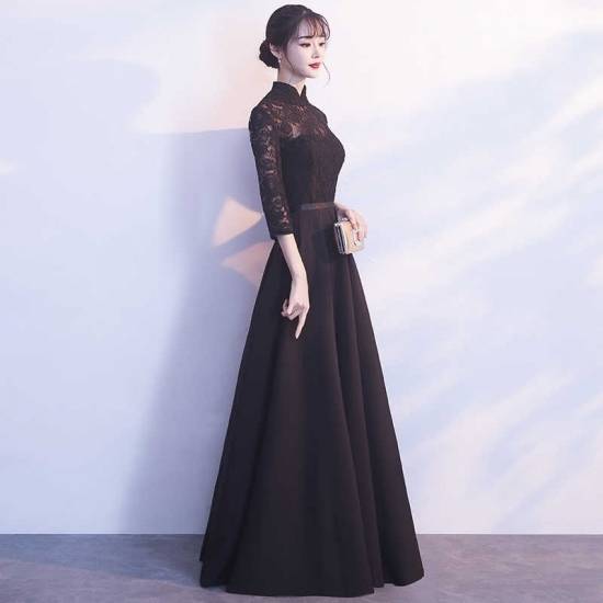 ハート柄 黒 ロングドレス サイズ00 f13050type.jpg