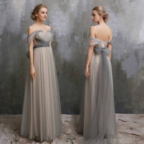 ロングドレス スレンダーライン パーティドレス 春夏 花嫁 30代 マキシ丈 袖あり 無地 Iライン 透け感 フェミニン グレー ロングドレス スレンダーライン パーティドレス 春夏 花嫁 30代 マキシ