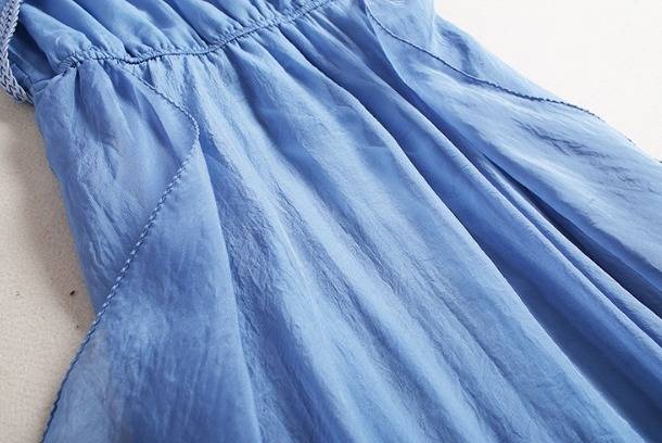 パーティードレス クルーネック 半袖 オープンショルダー 花ベルト