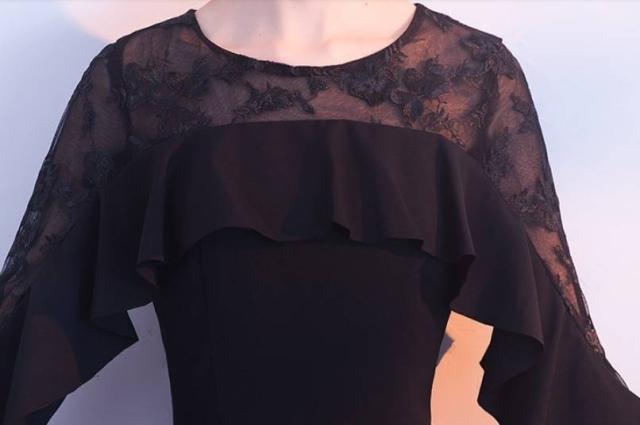 イブニングパーティードレス 可愛い ボートネック フリル マーメイド