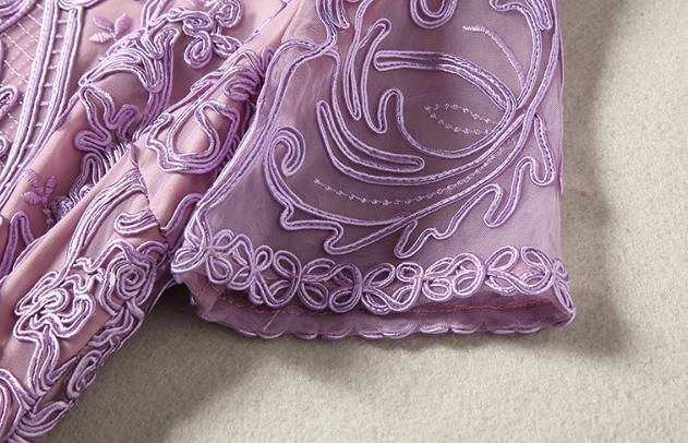 パーティードレス 立体感 刺繍 半袖 2色 レース ボートネック ミニ丈