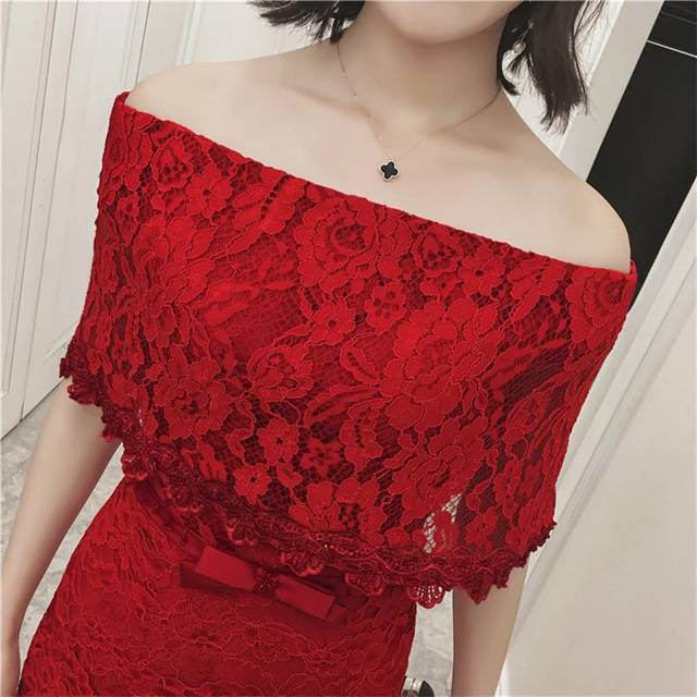 オフショルダー スリット入り ロングフレアドレス レース ハイウエスト Aライン エレガント ワンカラー シンプル 上品 ドレッシー オフショルダー スリット入り ロングフレアドレス レース ハイウエスト